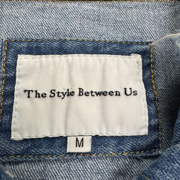 The Style Between Us Distressed Denim Jacket Womens Medium Ripped Acid Wash - Picture 7 of 15